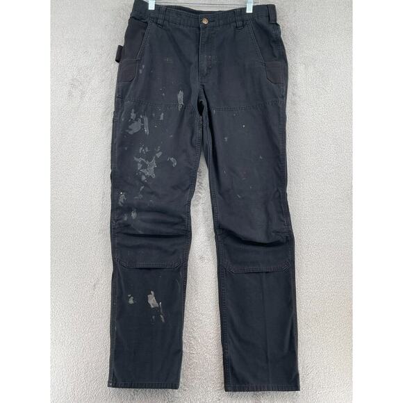 Carhartt Double Knee Pants Men 34x34 Black Ripstop Rugged Flex Steel Carpenter - Picture 1 of 16